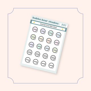Journal Circle Mini Sheet Bubba Bear Studios Journal Circle Stickers