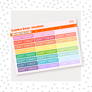 Don't Forget Headers Colorful Bubba Bear Studios Don't Forget Headers