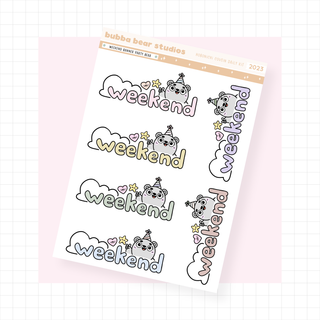 Weekend Banner Party Bear Muted Bubba Bear Studios Weekend Banner Party Bear Stationery