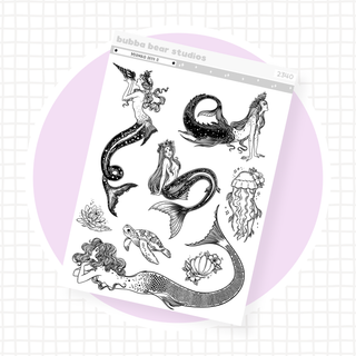 Mermaid Deco II Clear Matte Bubba Bear Studios Mermaid Deco II Stickers