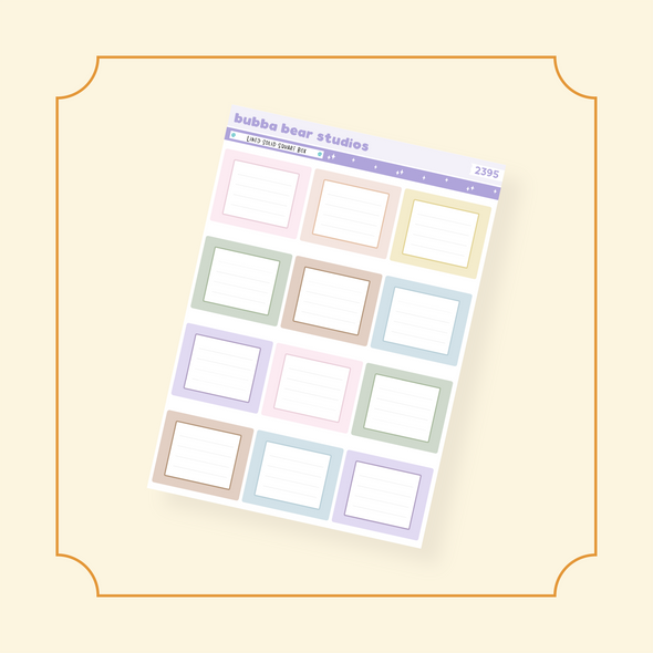 Lined Solid Square Box Bubba Bear Studios Lined Solid Square Box Stickers