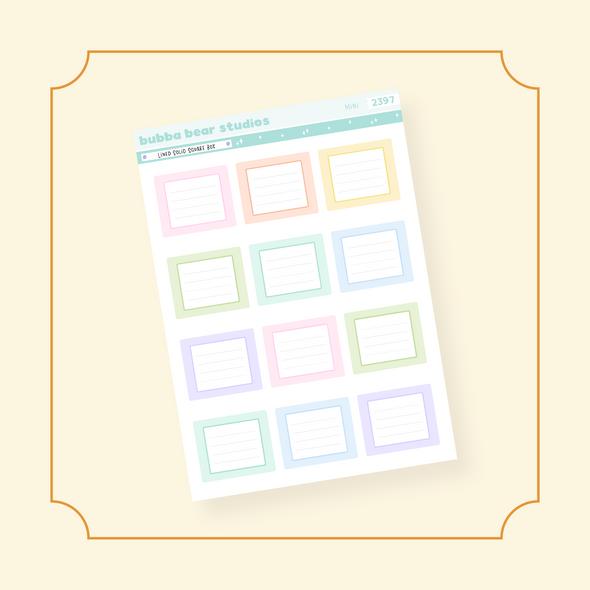 Lined Solid Square Box Bubba Bear Studios Lined Solid Square Box Stickers
