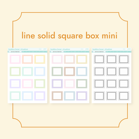 Lined Solid Square Box Bubba Bear Studios Lined Solid Square Box Stickers