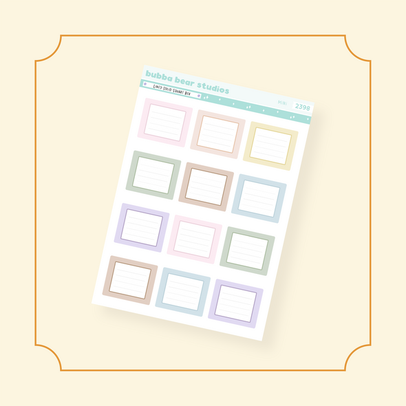 Lined Solid Square Box Bubba Bear Studios Lined Solid Square Box Stickers