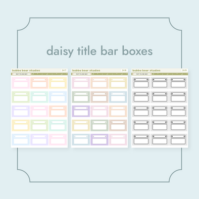 Daisy Title Bar Boxes Bubba Bear Studios Daisy Title Bar Boxes Stickers