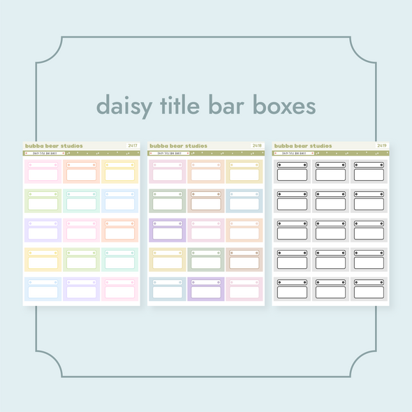Daisy Title Bar Boxes Bubba Bear Studios Daisy Title Bar Boxes Stickers