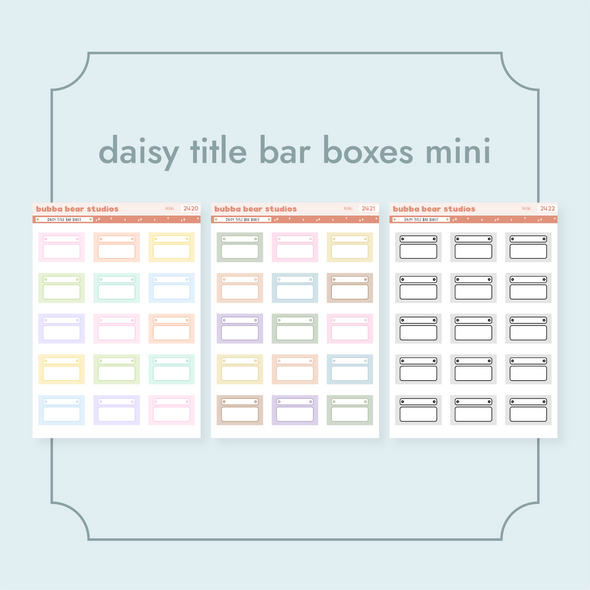 Daisy Title Bar Boxes Bubba Bear Studios Daisy Title Bar Boxes Stickers