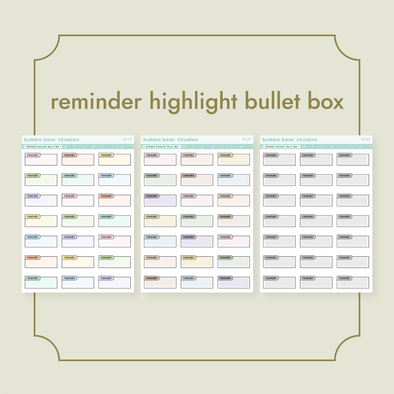 Reminder Highlight Bullet Box Standard Buy All (Set of 3) Bubba Bear Studios Reminder Highlight Bullet Box Stickers