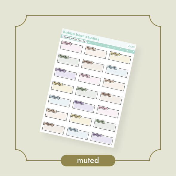 Reminder Highlight Bullet Box Standard Muted Bubba Bear Studios Reminder Highlight Bullet Box Stickers