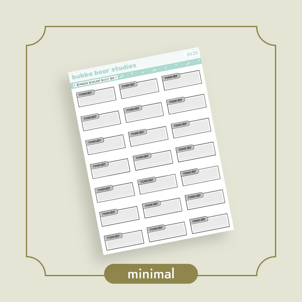 Reminder Highlight Bullet Box Standard Minimal Bubba Bear Studios Reminder Highlight Bullet Box Stickers