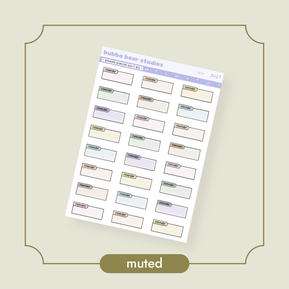 Reminder Highlight Bullet Box Mini Muted Bubba Bear Studios Reminder Highlight Bullet Box Stickers