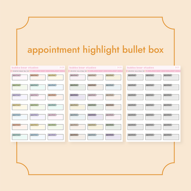 Appointment Highlight Bullet Box Standard Buy All (Set of 3) Bubba Bear Studios Appointment Highlight Bullet Box Stickers