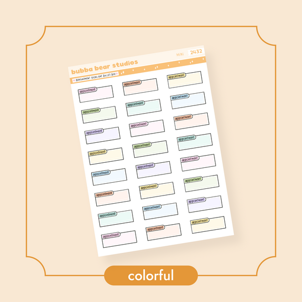Appointment Highlight Bullet Box Mini Colorful Bubba Bear Studios Appointment Highlight Bullet Box Stickers