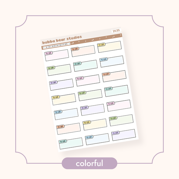To Call Highlight Bullet Box Standard Colorful Bubba Bear Studios To Call Highlight Bullet Box Stickers
