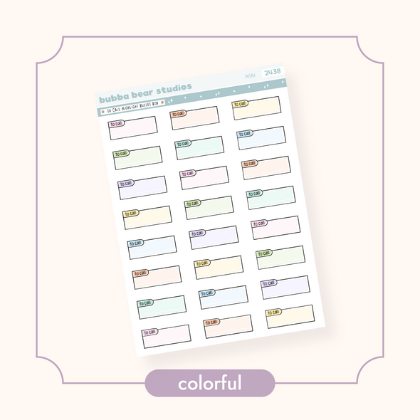 To Call Highlight Bullet Box Mini Colorful Bubba Bear Studios To Call Highlight Bullet Box Stickers