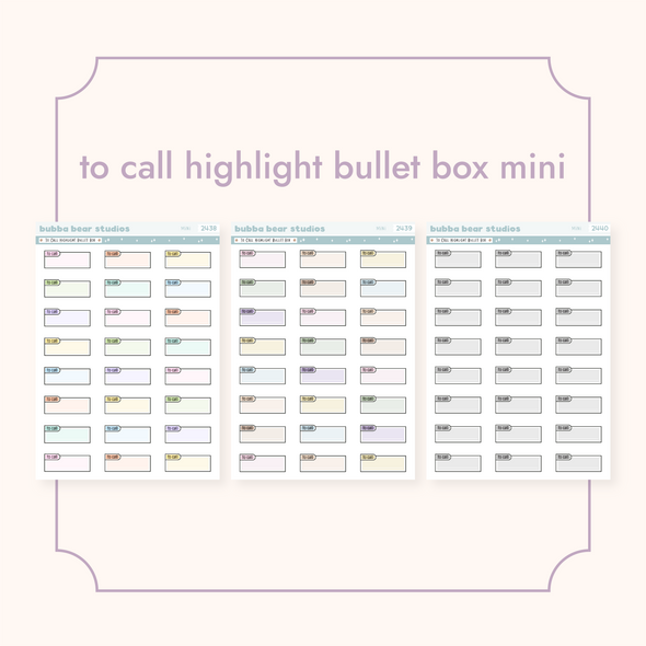 To Call Highlight Bullet Box Mini Buy All (Set of 3) Bubba Bear Studios To Call Highlight Bullet Box Stickers
