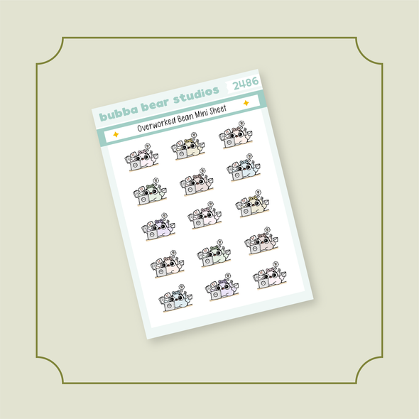 Overworked Beans Mini Sheet Muted Bubba Bear Studios Overworked Beans Stickers