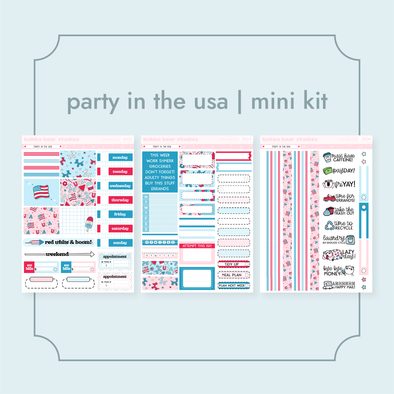 MINI - Party In The USA Full Mini Kit Bubba Bear Studios MINI - Party In The USA Stickers