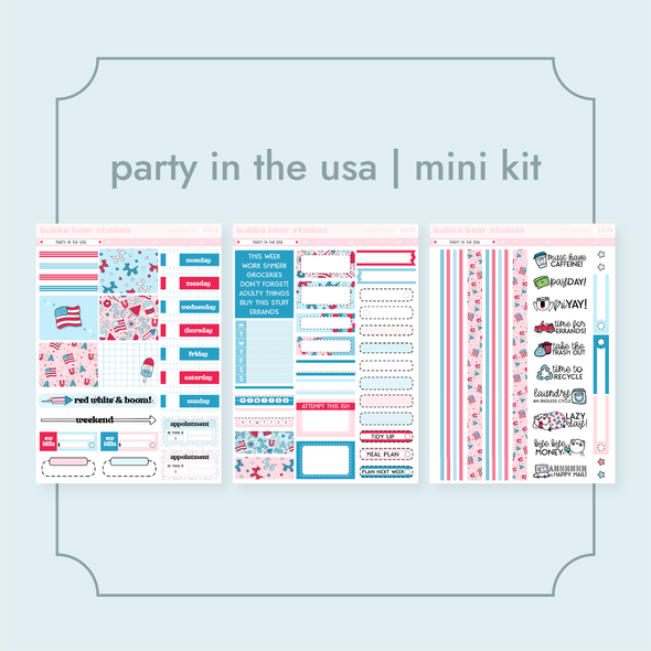 MINI - Party In The USA Full Mini Kit Bubba Bear Studios MINI - Party In The USA Stickers