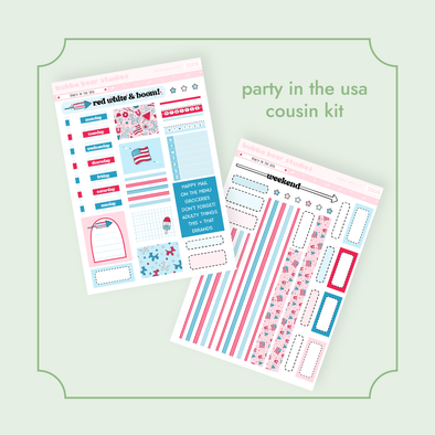 HOBONICHI COUSIN - Party In The USA Full Hobonichi Cousin Kit Bubba Bear Studios HOBONICHI COUSIN - Party In The USA Stickers