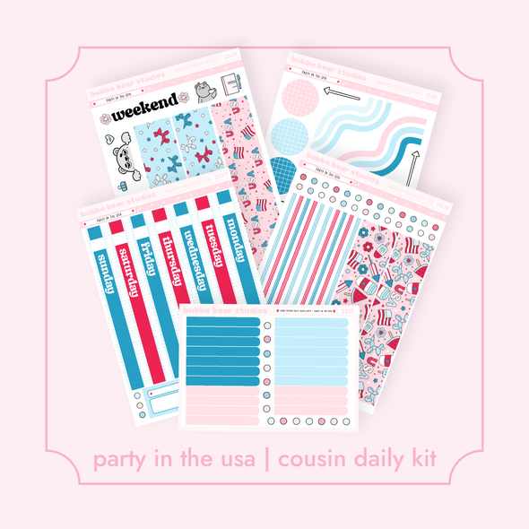 Hobonichi Cousin DAILY - Party In The USA Bubba Bear Studios Hobonichi Cousin DAILY - Party In The USA Stickers