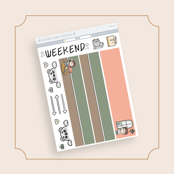 Hobonichi Cousin DAILY - Tidy Up Page 3 - Washi + Doodles Bubba Bear Studios Hobonichi Cousin DAILY - Tidy Up Stickers