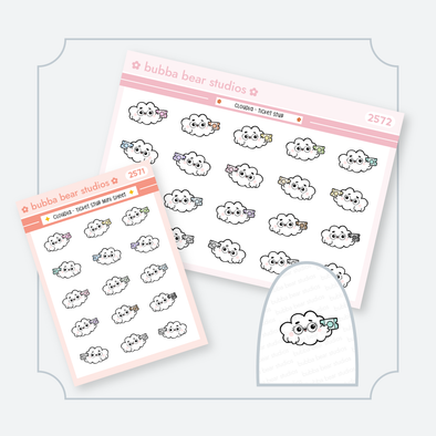 Cloudia - Ticket Stub Buy Both Sizes (Set of 2) Bubba Bear Studios Cloudia - Ticket Stub Stickers