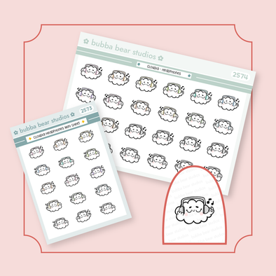 Cloudia - Headphones Buy Both Sizes (Set of 2) Bubba Bear Studios Cloudia - Headphones Stickers