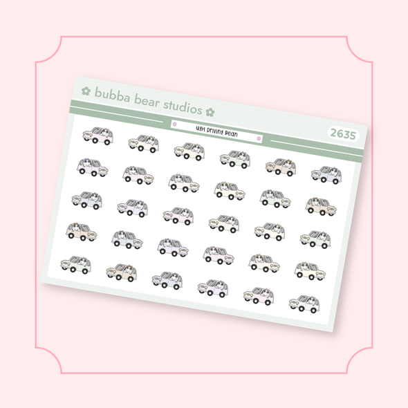 Ugh Driving Bean Standard Muted Bubba Bear Studios Ugh Driving Bean Stickers