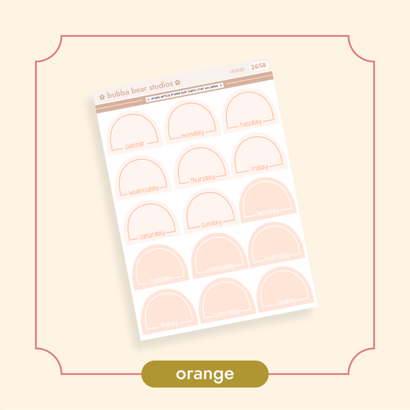 Arched Vertical - Framed Arch Date Covers Orange Bubba Bear Studios Arched Vertical - Framed Arch Date Covers