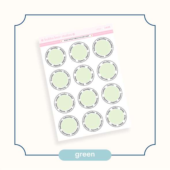 Arched Vertical - Framed Circle Date Covers Green Bubba Bear Studios Arched Vertical - Framed Circle Date Covers