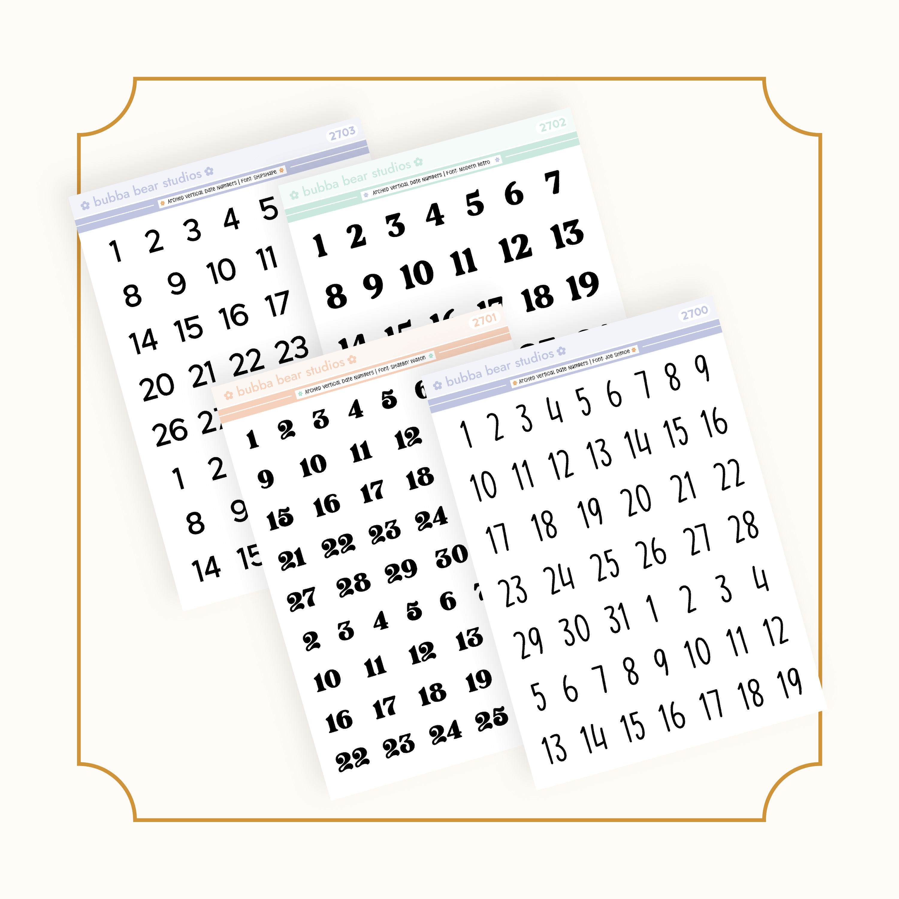 Arched Vertical - Date Numbers – Bubba Bear Studios