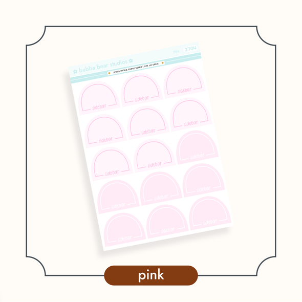 Arched Vertical - Framed Arch Sidebar Stickers Pink Bubba Bear Studios Arched Vertical - Framed Arch Sidebar Stickers