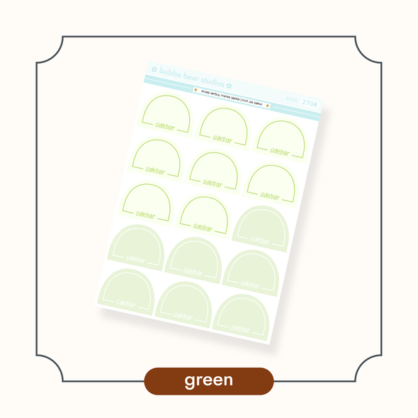 Arched Vertical - Framed Arch Sidebar Stickers Green Bubba Bear Studios Arched Vertical - Framed Arch Sidebar Stickers