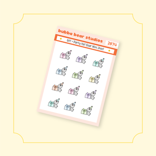 Gift + Party Hat Bear Mini Colorful Bubba Bear Studios Gift + Party Hat Bear Stickers