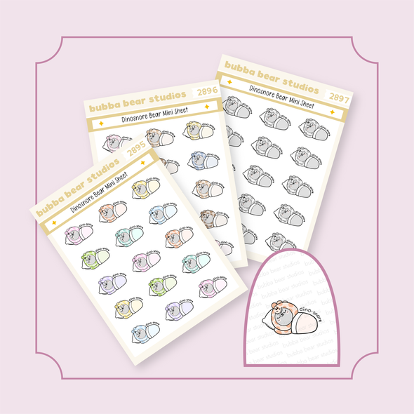 Dinosnore Bear Mini Buy All (Set of 3) Bubba Bear Studios Dinosnore Bear Stickers