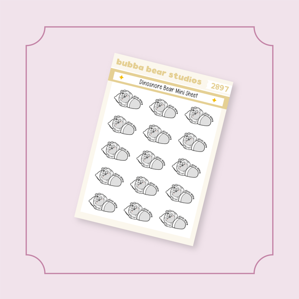 Dinosnore Bear Mini Minimal Bubba Bear Studios Dinosnore Bear Stickers