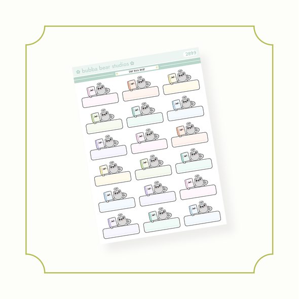 DNF Book Bear Box Standard Colorful Bubba Bear Studios DNF Book Bear Box Stickers