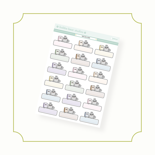 DNF Book Bear Box Standard Muted Bubba Bear Studios DNF Book Bear Box Stickers
