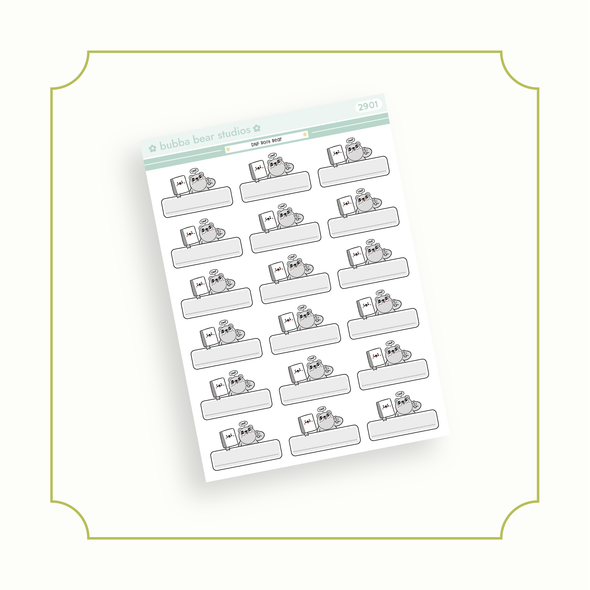 DNF Book Bear Box Standard Grey Bubba Bear Studios DNF Book Bear Box Stickers