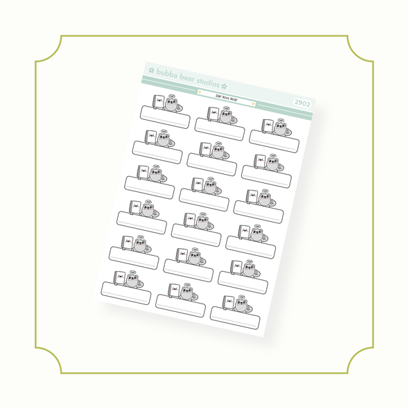 DNF Book Bear Box Standard White Bubba Bear Studios DNF Book Bear Box Stickers