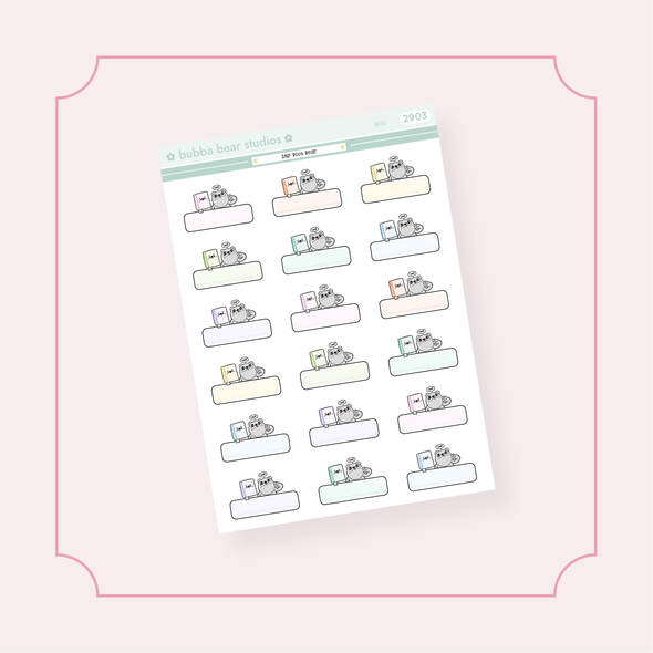 DNF Book Bear Box Mini Colorful Bubba Bear Studios DNF Book Bear Box Stickers
