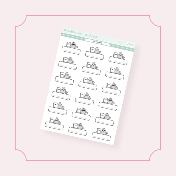 DNF Book Bear Box Mini White Bubba Bear Studios DNF Book Bear Box Stickers
