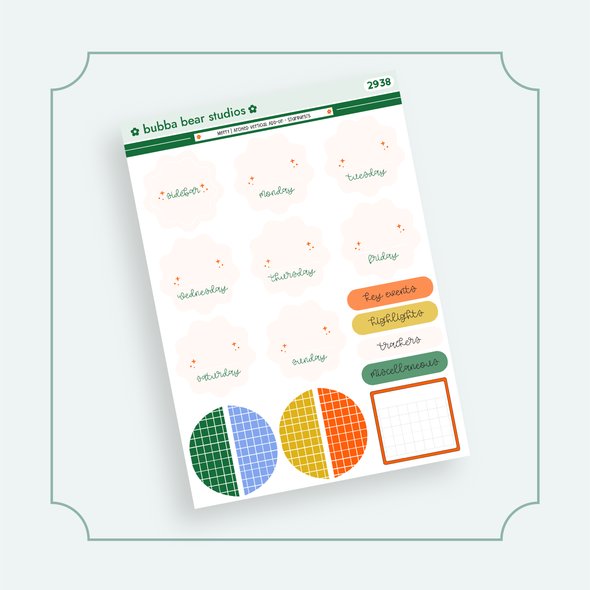 VERTICAL - Merry BBS PLANNER - ARCHED VERTICAL ADD-ON - Starburst Bubba Bear Studios VERTICAL - Merry Stickers
