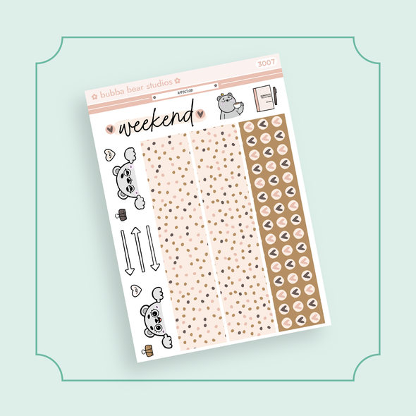Hobonichi Cousin DAILY - Affection Page 3 - Washi + Doodles Bubba Bear Studios Hobonichi Cousin DAILY - Affection Stickers