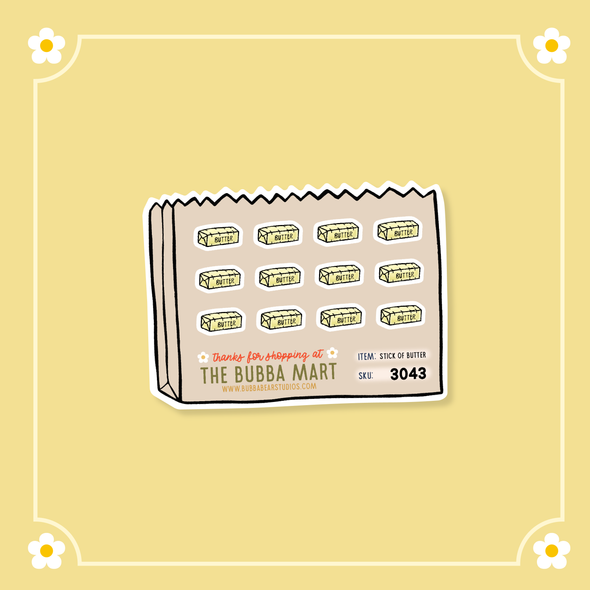 Stick of Butter Bubba Bear Studios Stick of Butter Stickers
