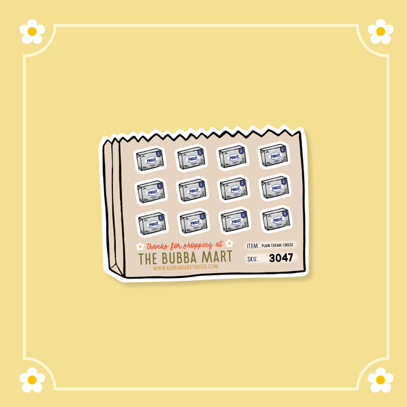 Plain Cream Cheese Bubba Bear Studios Plain Cream Cheese Stickers