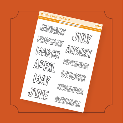 Arched Vertical - Months of the Year Bubba Bear Studios Arched Vertical - Months of the Year Stickers