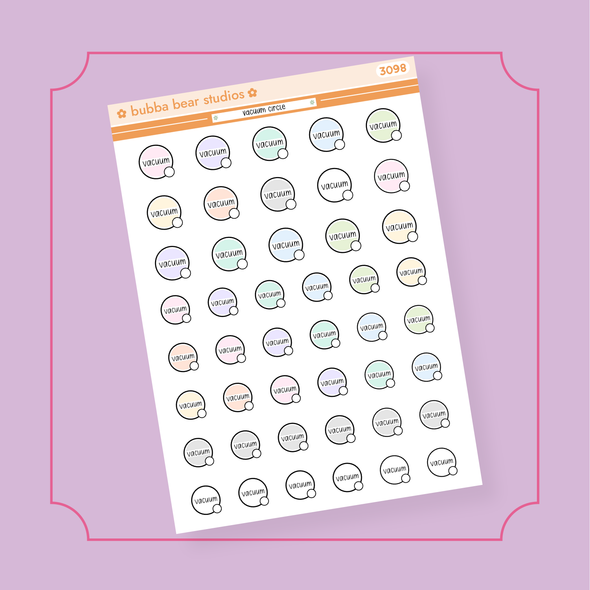 Vacuum Circle Half Sheet Bubba Bear Studios Vacuum Circle Stickers