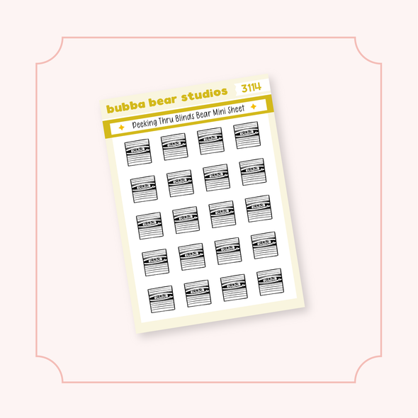 Peeking Thru Blinds Bear Mini Sheet Bubba Bear Studios Peeking Thru Blinds Bear Stickers